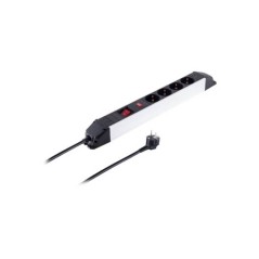 S-Impuls Alu Power Strip 4-Way - 4 Sockets, 15 Meter Cable, Sleek Black Design - Ultimate Power Solution!